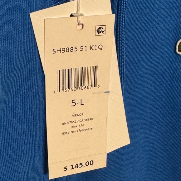 Lacoste Izod Women’s Zip Up Hooded Jacket Blue Large. NWT $145 Retail - Picture 2 of 3
